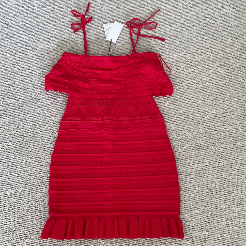 Milly Ruffle Yoke Pointelle Dress - Coral - new with tags!